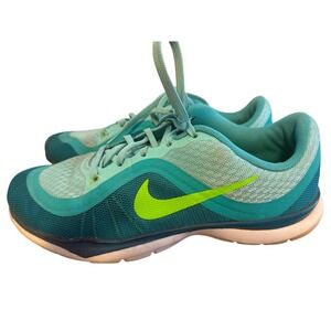Nike Flex TR 6 aqua & yellow running shoes Women's sz 8 great condition distance